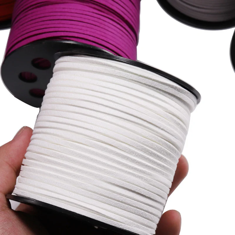 Colorful Flat Suede Leather Braided Velvet Cord Thread Soft Sturdy String Rope DIY Necklace Bracelet Shoe Laces Jewelry Making