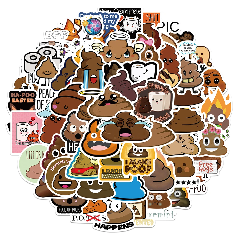 10/30/60PCS Funny Poop Meme Cartoon Waterproof Stickers Skateboard Fridge Guitar Laptop Motorcycle Travel Cute Sticker Decal Toy 10 30 60pcs cartoon funny poop stickers skateboard fridge guitar laptop motorcycle travel cool graffiti decal sticker