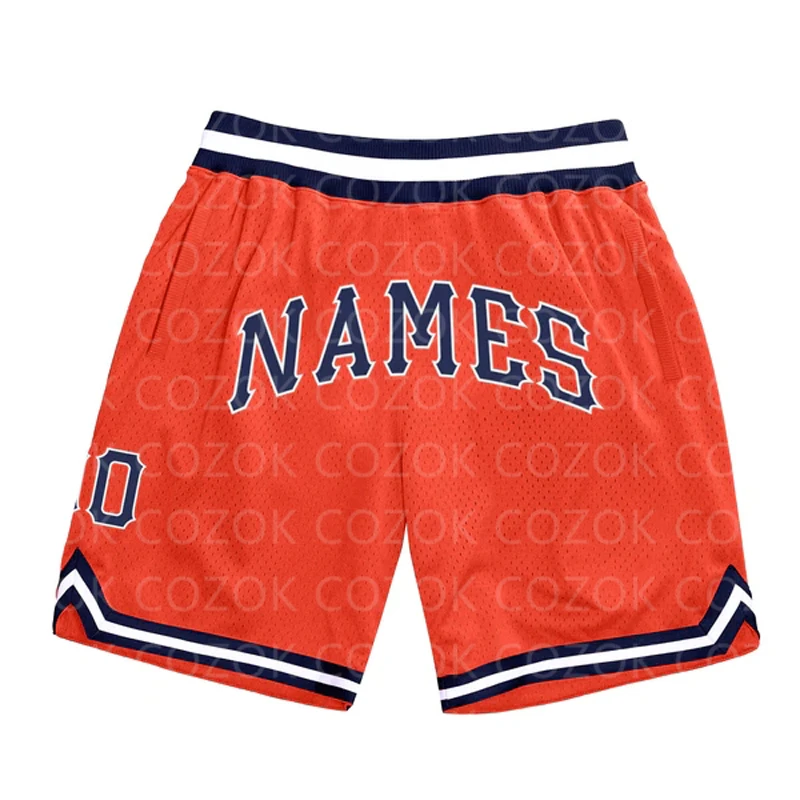 

Custom Orange Color Authentic Basketball Shorts 3D Printed Men Shorts Name Mumber Quick Drying Beach Shorts