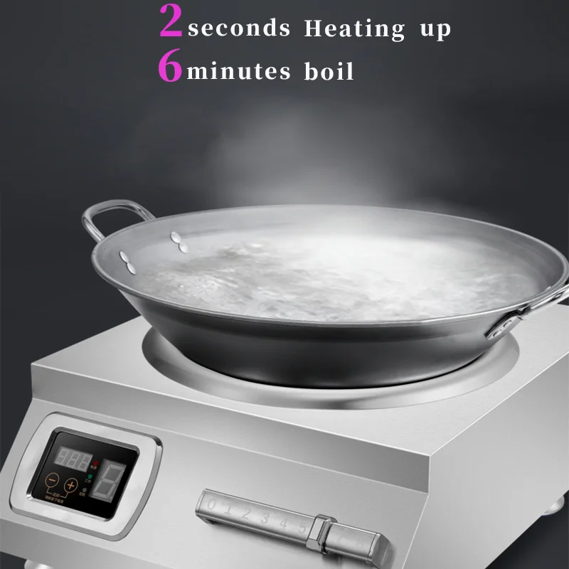 Concave Furnace Magnetron 5000W High Power Wide Cooking Stove Electric Wok Range Kitchen Station Commercial Induction Cooker