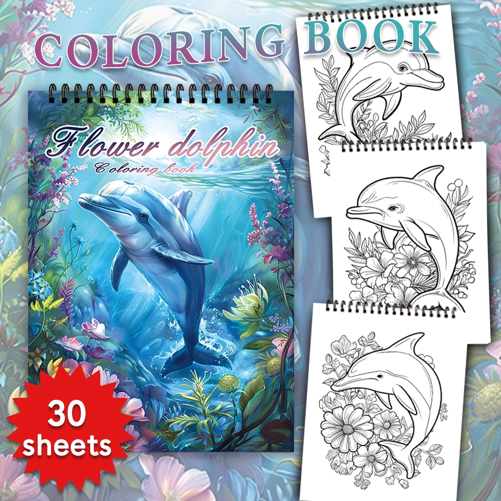 Adult coloring book - 30 Sheets Women's spiral coloring book, 11.2x 8.3 inches, drawing book, birthday gift, holiday party gift 3