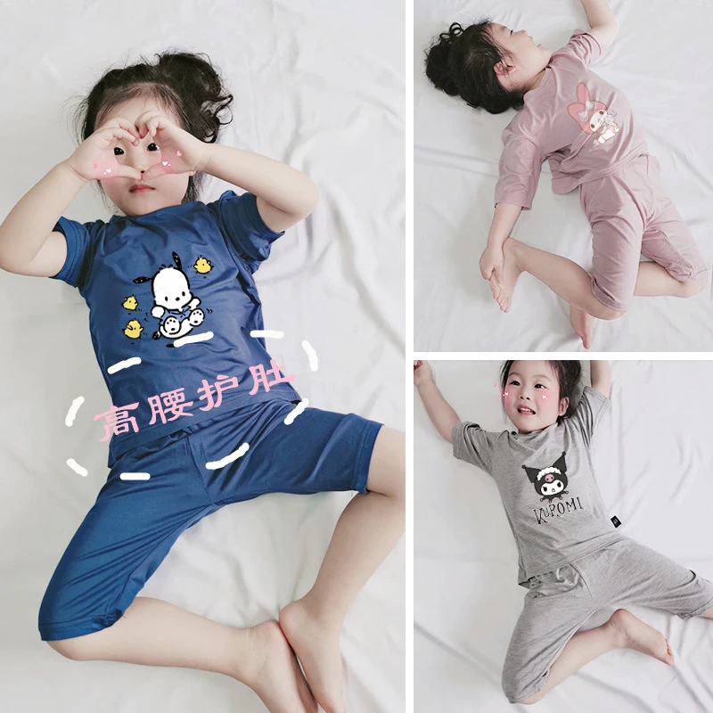 

Sanrio Cinnamoroll Kuromi Children Pajama Set Pachacco My Melody Modal Cotton High-Waisted Homewear Air-Conditioning Clothing