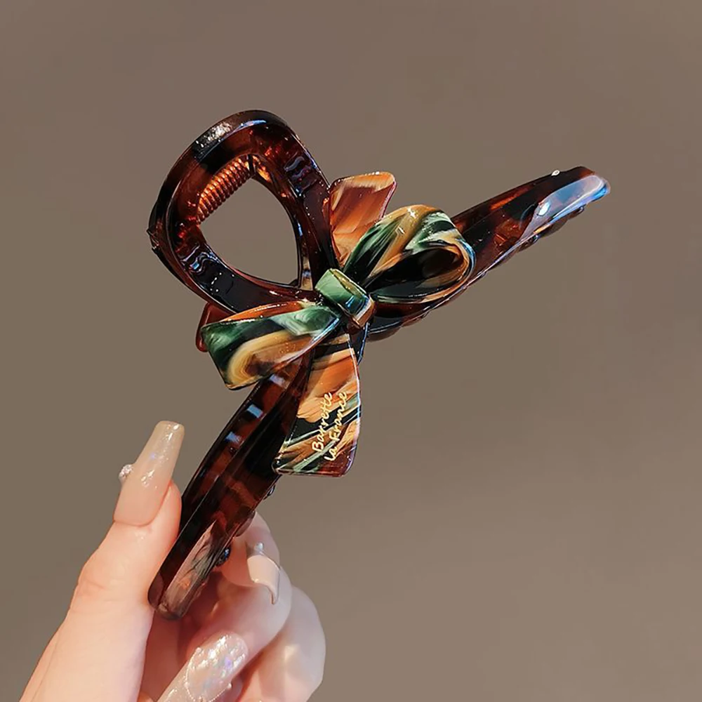 Emaille Ölgemälde Bogen Hai Clip Temperament High-End Hinterkopf Scheibe Haarspange Acryl Clip