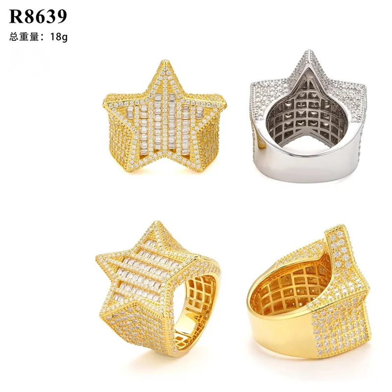 

R8639 Lefei Fashion Luxury Trendy Classic White Moissanite Exquisite Design Star Rings For Unisex s925 Silver Party Jewelry Gift
