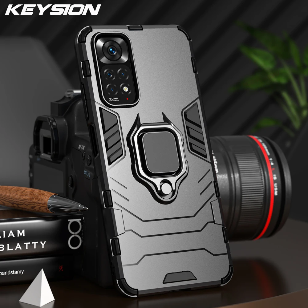 Keysion Custodia Antiurto Per Redmi Note 11 Pro 5G 11S 10S 9 S 8 Pro Ring Stand Cover Posteriore Per Telefono Per Xiaomi Redmi 9 9T 9C 10C 10A