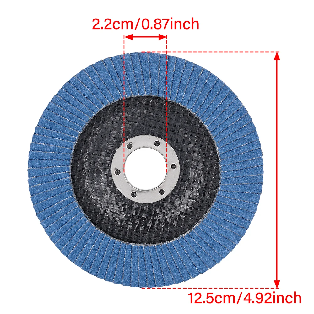 Angle Grinder Sanding Discs 10Pcs 5" 125mm 40/60/80/120 Grit Grinding Wheel Flap Discs Metal Plastic Wood Removal Abrasive Tool