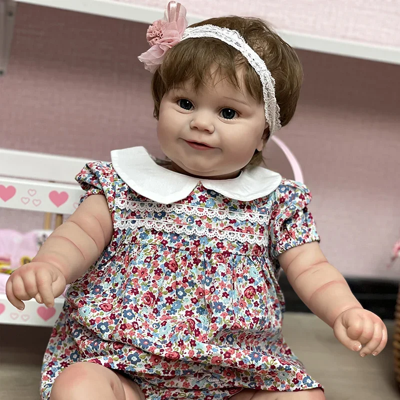 

24Inch Maddie Reborn Doll Handmade Lifelike Newborn Baby Painted Bebe Reborn Doll with Red Polka Dot Skirt