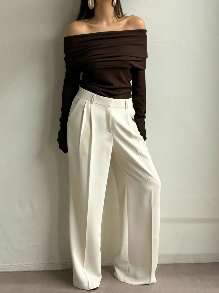 Sweater Knit Pullover Backless Women Slim Bandeau Solid Cropped Top Streetwear Off-Shoulder Elegant Autumn Knitwear Top