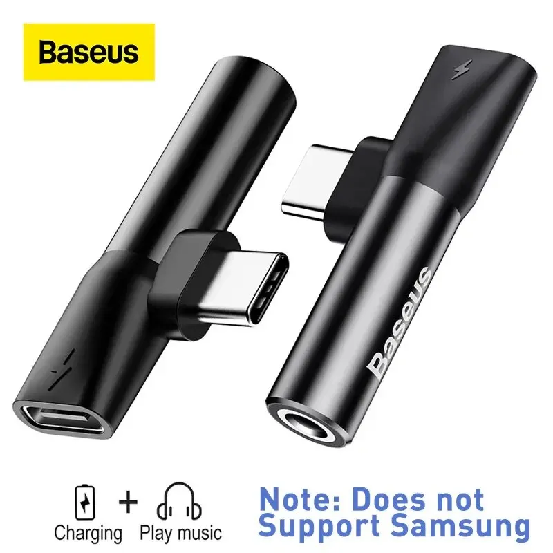Baseus L41 Type-C to 3.5mm Jack Audio Cable Earphone Splitter Adapter for Xiaomi Huawei USB C Charger Aux Connectors Adapters 1