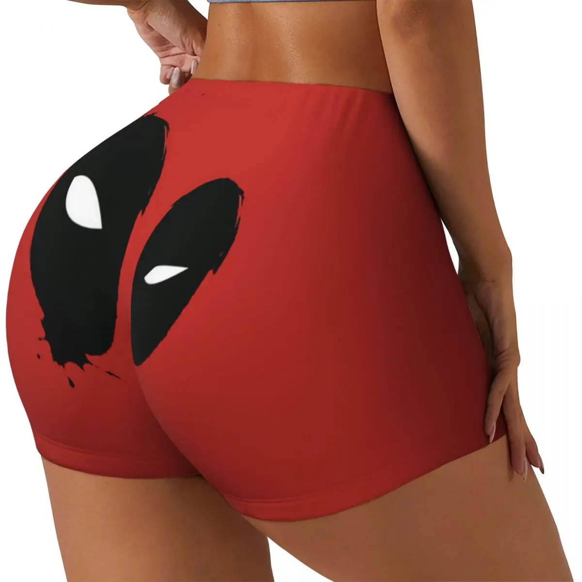 Deadpool Eyes Volleyball Biker Gym Shorts Women's Athletic Workout Yoga Shorts