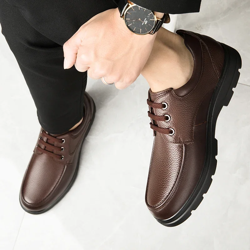 High Quality Men's Genuine Leather Shoes Classic Male Casual Shoes Outdoor Men's Business Footwear Lace-Up Walking Oxford Shoes 3