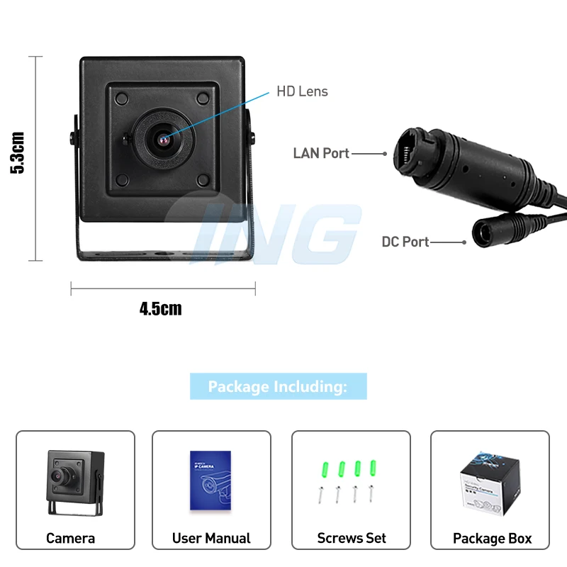 5MP Indoor IP Camera POE HD Mini Type Security Metal ONVIF