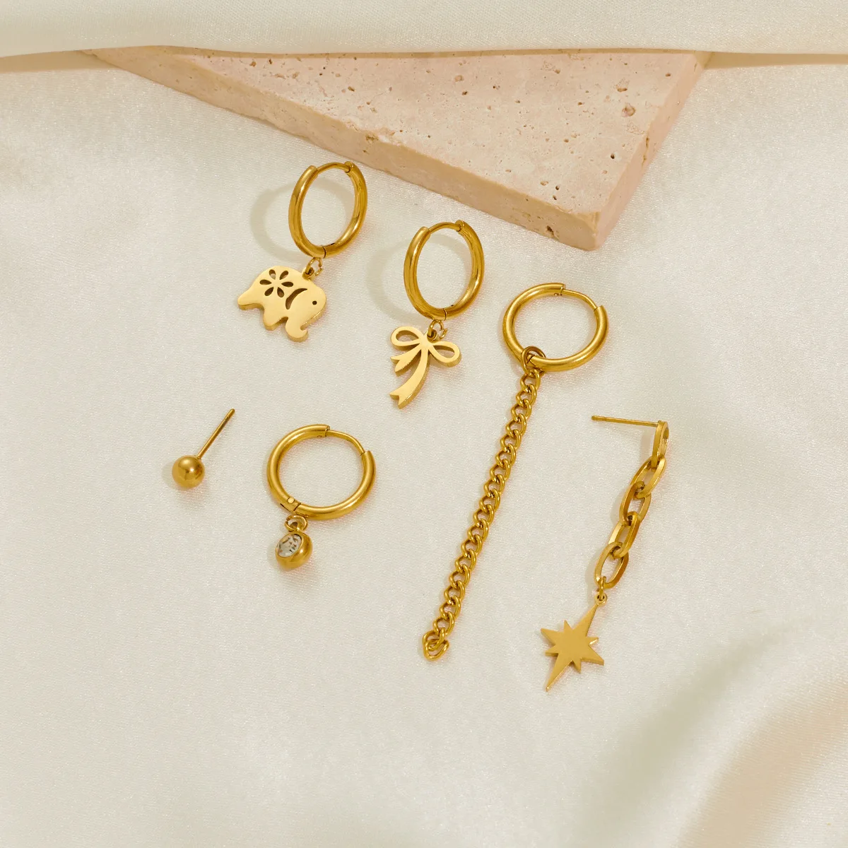 Chic Stylish 316L Stainless Steel 6 Pieces Set Animals Flowers Earring for Women Cute Exquisite Jewelry Gifts Wholesale 1