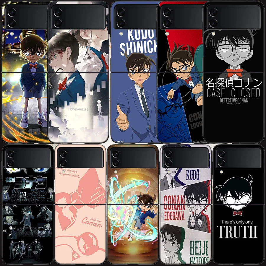 Custodia Detective Conan Per Samsung Galaxy Z Flip 3 Flip 5 4 5G Cover Rigida Nera Per Cellulare Samsung Z Flip 5 5G Luxury Pc Shell Coq