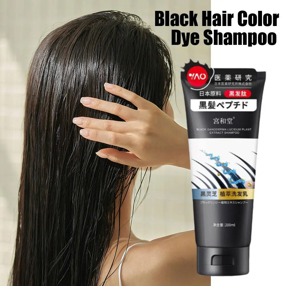 

200g Black Hair Color Dye Hair Shampoo Cream Organic Permanent Covers White Gray Shiny Natural Ginger Essence For Women Men E6T3