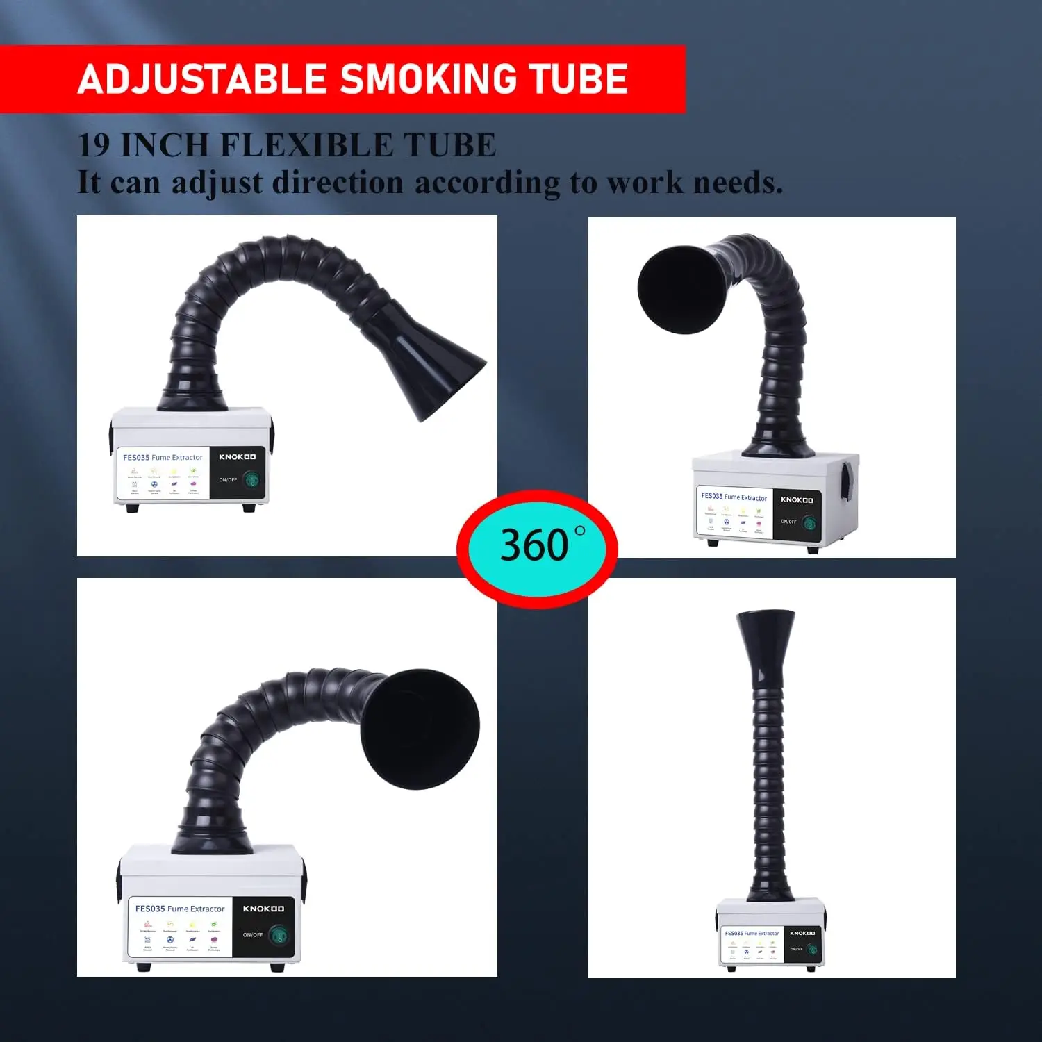 35W Fume Extractor Welding Smoke Absorber Collector FES035 Desktop Fumes Purifier for Phone Repair and Soldering KNOKOO