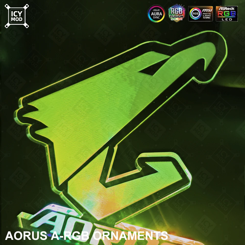 AORUS Figure Chassis Decoration PC LED Rainbow Lighting MOD Acrylic Lighting Panel 5V3Pin GIGABYTE pc cooler decoration