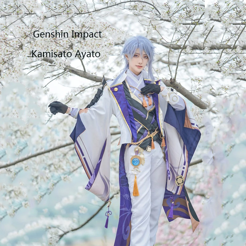 

Game Genshin Impact Cosplay Costumes Halloween Carnival Male Coat Clothing Kamisato Ayato