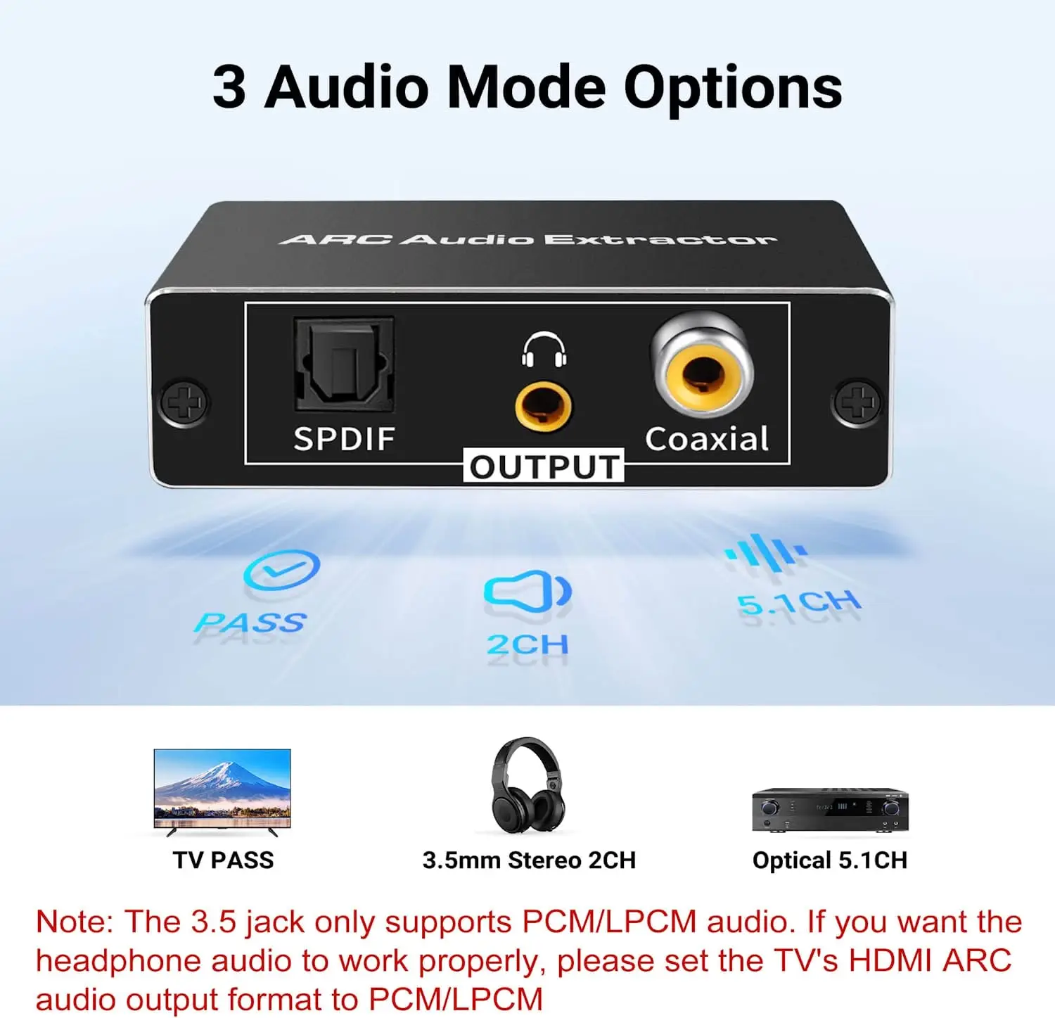 192KHz HDMI ARC , HDMI ARC   ARC TV to Toslink +  + Ƴα 3.5mm ׷   ä 