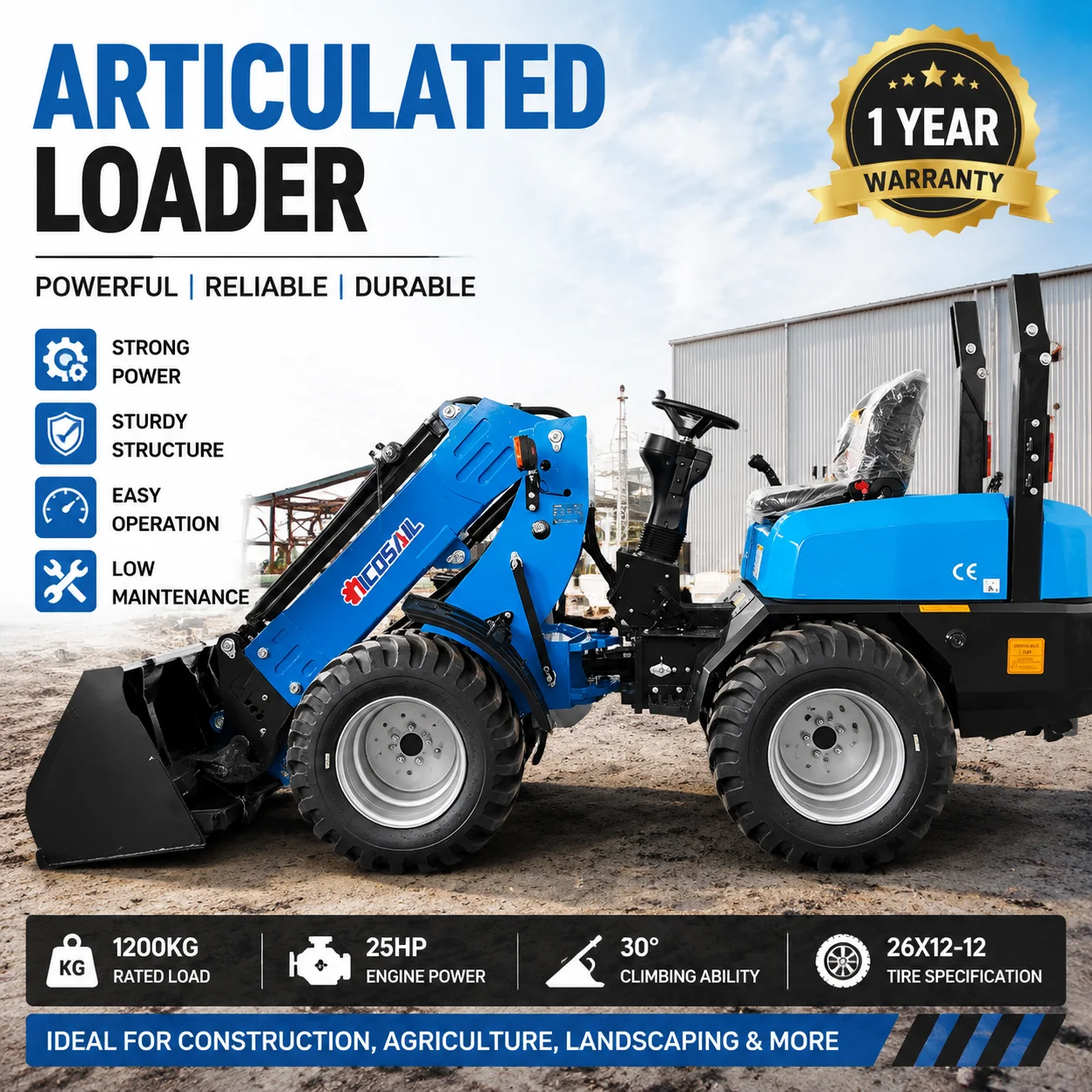 Mini-Kompakt-Radlader ZL918 Hydraulischer Teleskop-Frontlader für Materialumschlag, Bau- und Landwirtschaftsarbeiten