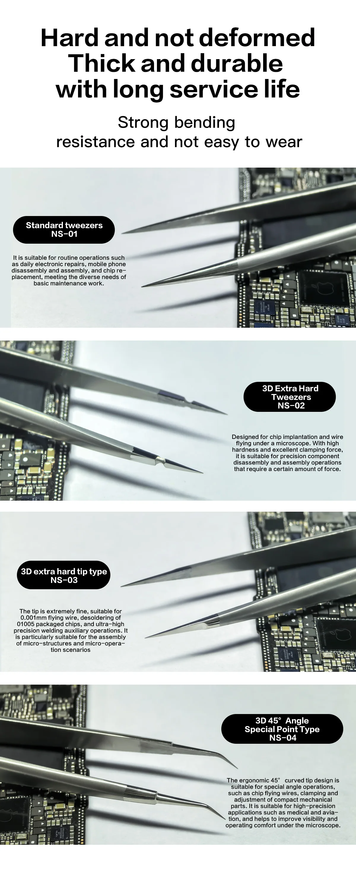 i2c Extra Hard Typ Super Legierung Pinzette 2,5D 3D Professionelle Wartung Werkzeuge Handy Computer Reparatur Handgemachte Reparatur – Detail 13