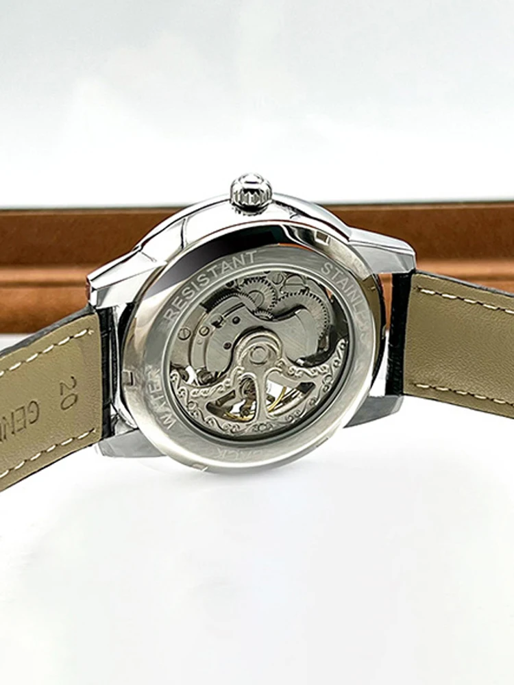 Vintage Engraved Bezel Luxury Luminous Automatic Mechanical Watches Men Leather Waterproof Top Brand Skeleton Watch Relogio
