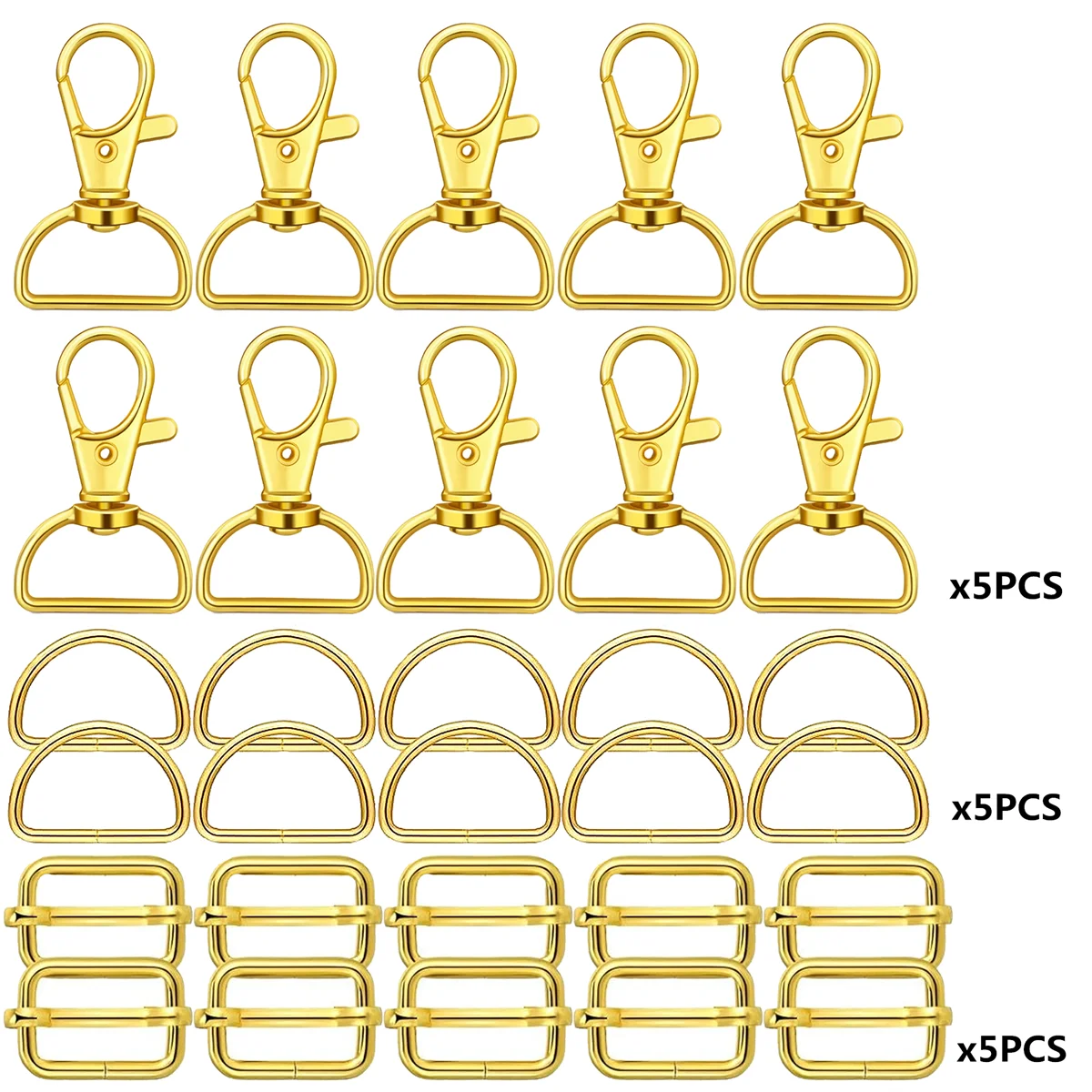 15-Pack Versatile Swivel Clasp & Slider Set for Keychains and Lanyards