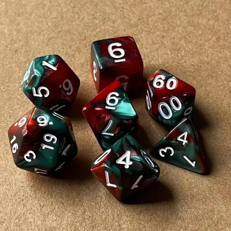 

New Pearl Pattern Dual Color Mixed D4/6/8/10/12/20 Polyhedral Digital Dice Set for DND TRPG Entertainment Party Table Board Game