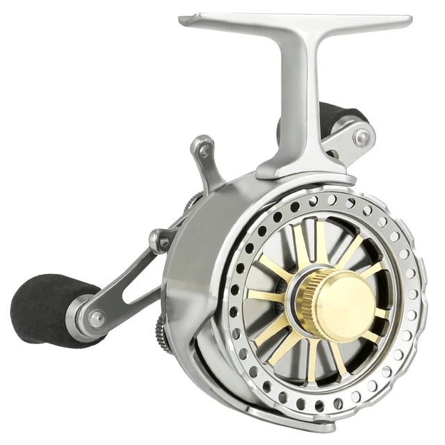 Inline Ice Fishing Reel Magnetic Drop Speed Control Adjustable Star Drag  CNC Machined Aluminum 2.7:1 Gear Ratio