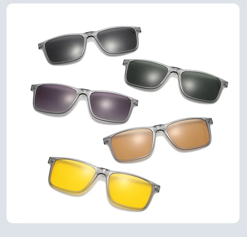Lzabella Herren-Brille, magnetisch, zum Aufstecken, Myopie-Brille, 6-in-1, polarisierte Sonnenbrille, quadratisch, für den Außenbereich, Fahrbrille 3311 – Detail 16
