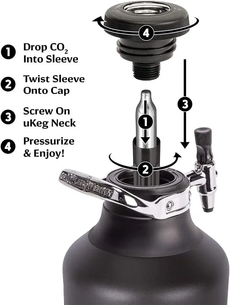 uKeg Go Carbonated Growler Beer Gift and Craft Beverage Dispenser for Beer, Soda, Cider, Kombucha and Cocktails, Am 3