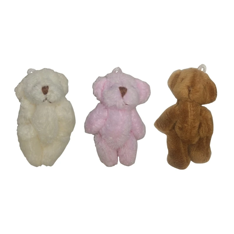 5PCS Mini Bear Plush Jointed  Girl Backpack Pendant Cute Carkey Ornament Toy Dropship