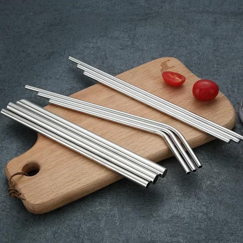 Metal Straw Set metal straw set straw cleaner brush Rainbow Color Reusable 304 Stainless Steel Drinking Straw With Cleaner Brush For Milk Drinkware Bar Party Accessory