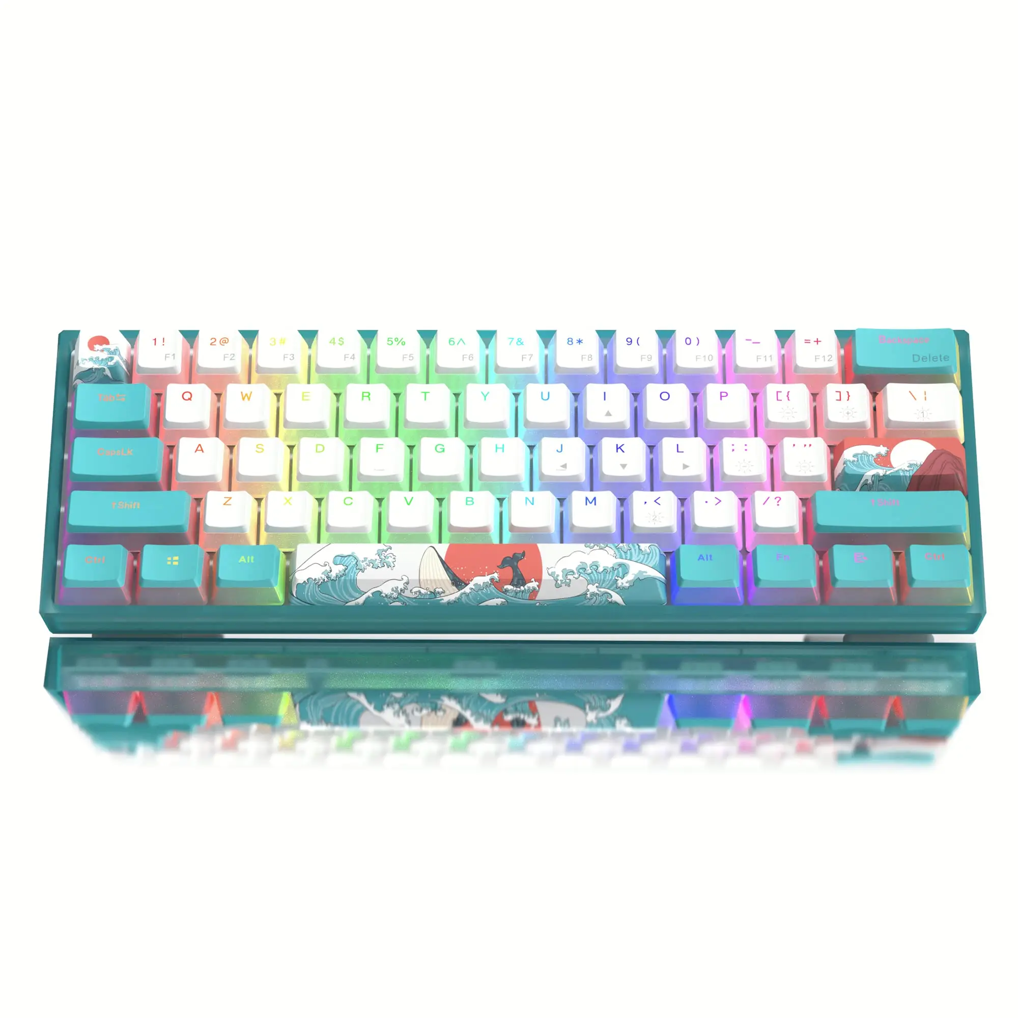 Teclado Gaming Wk61 Rgb Wired Hot-swappable Blue Sea Theme Pbt Keycaps para Windows pc Gamers Wk61-mechanical