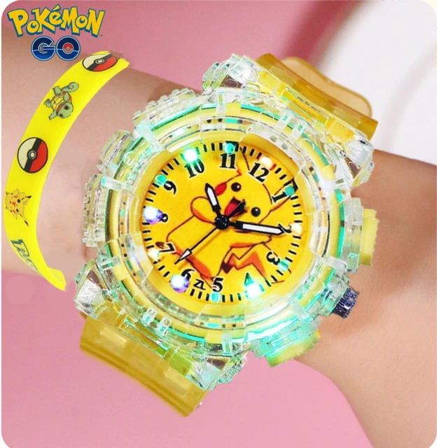 Montre Pokémon Pikachu pour enfants, ensemble de bracelets, figurine  d'anime, montre Shoous pour enfants, flash