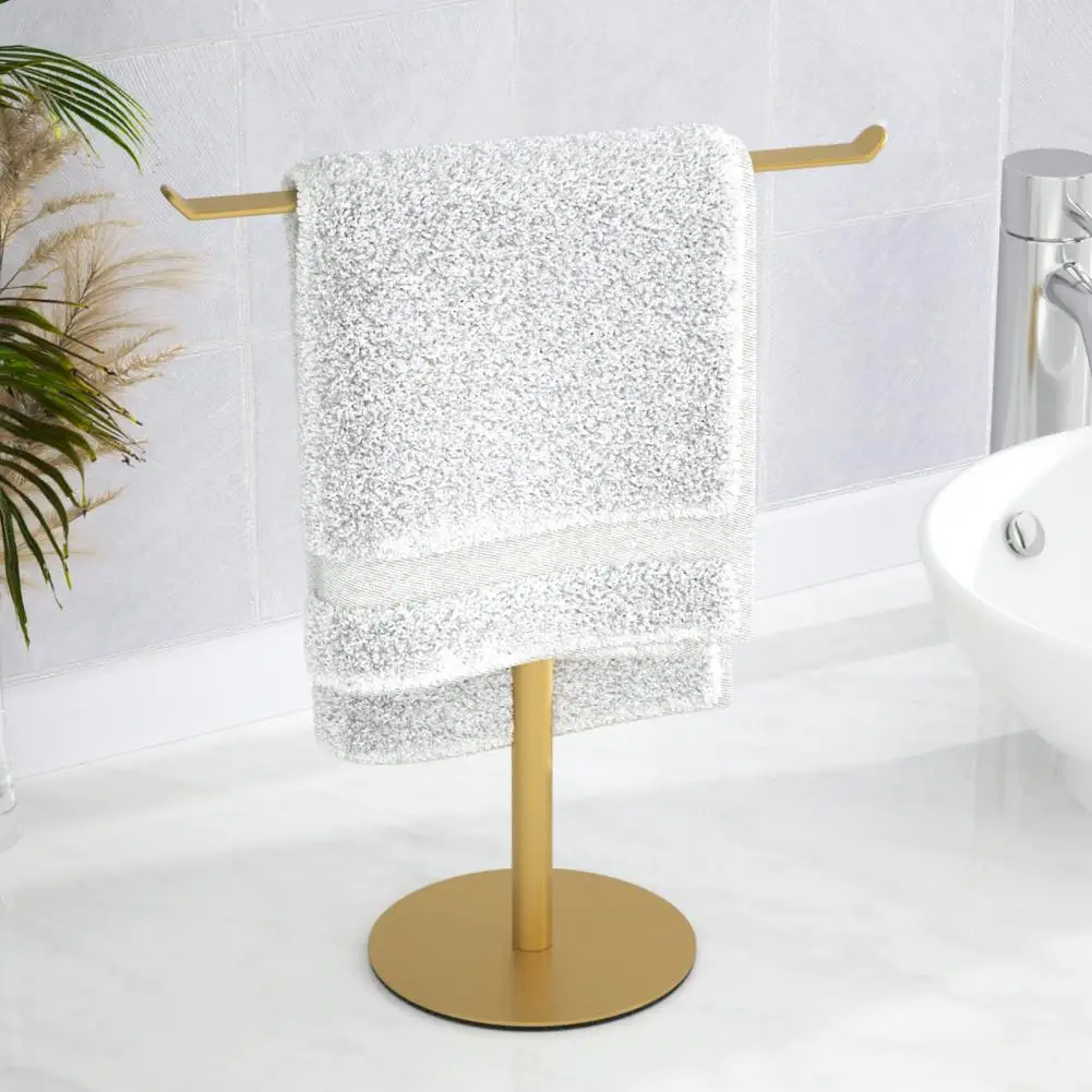 Vertical Towel Rack T-shaped Towel Rack Modern Bathroom Holder with Heavy Base for Countertop Organization Easy for Hand