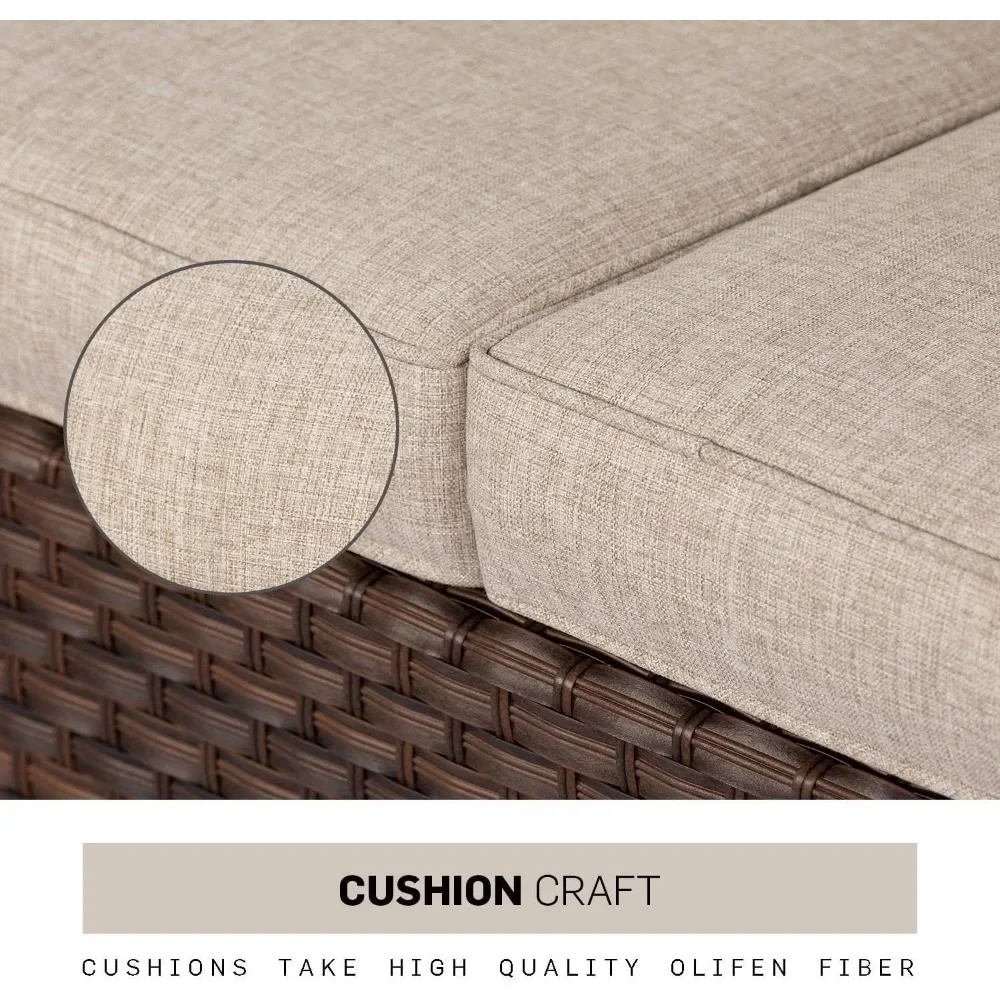 Patio Furniture Set, Outdoor Conversation Set All Weather Wicker Furniture 4 Pieces Sectional Sofa, Set Garden Sofas 3