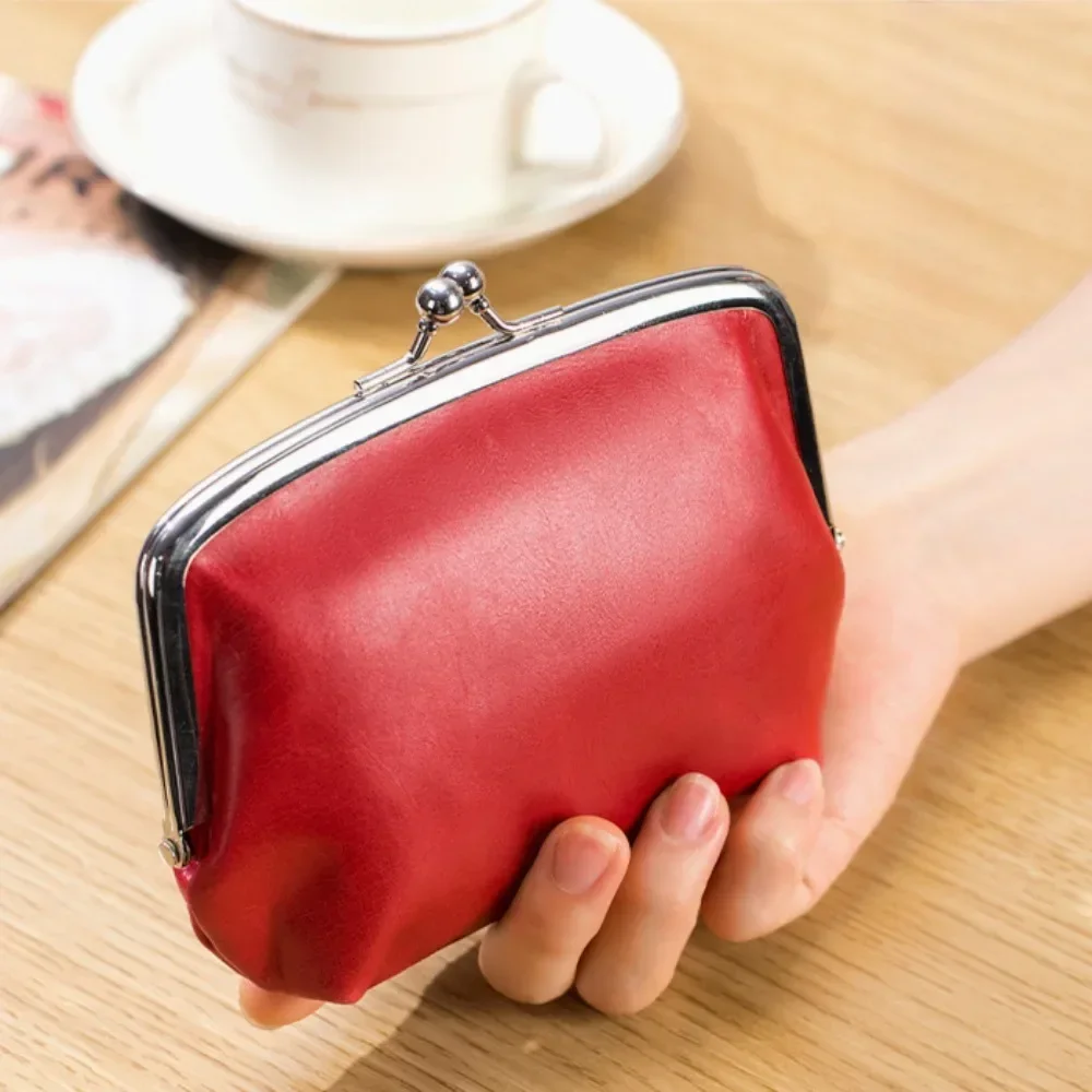2023 New Women's Money Bag Plush/Oil Wax Leather Wallet 4-inch Buckle Mini Wallet Lipstick Storage Bag Women's Wallet 2