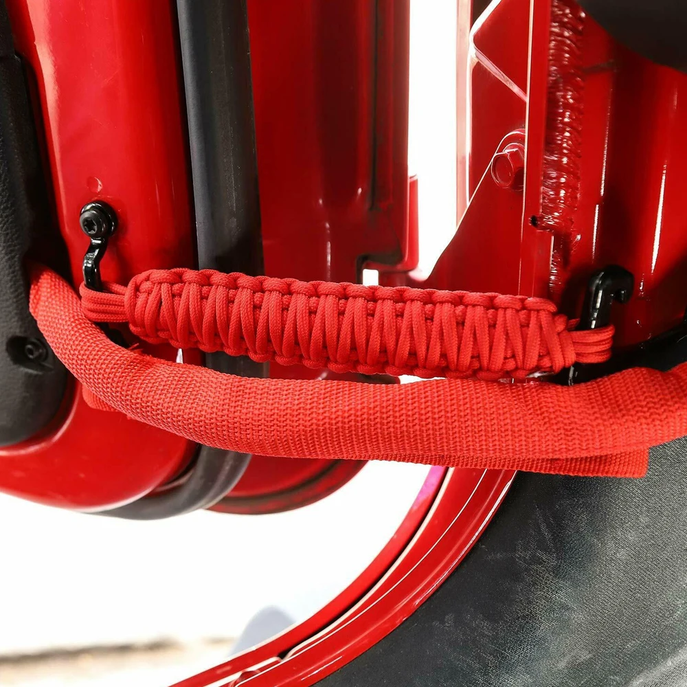 

2Pcs Car Door Restriction Limitation Protection Rope Strap Red Door Limiting Hinge Fit for Jeep Wrangler YJ CJ TJ JK 2011-2018