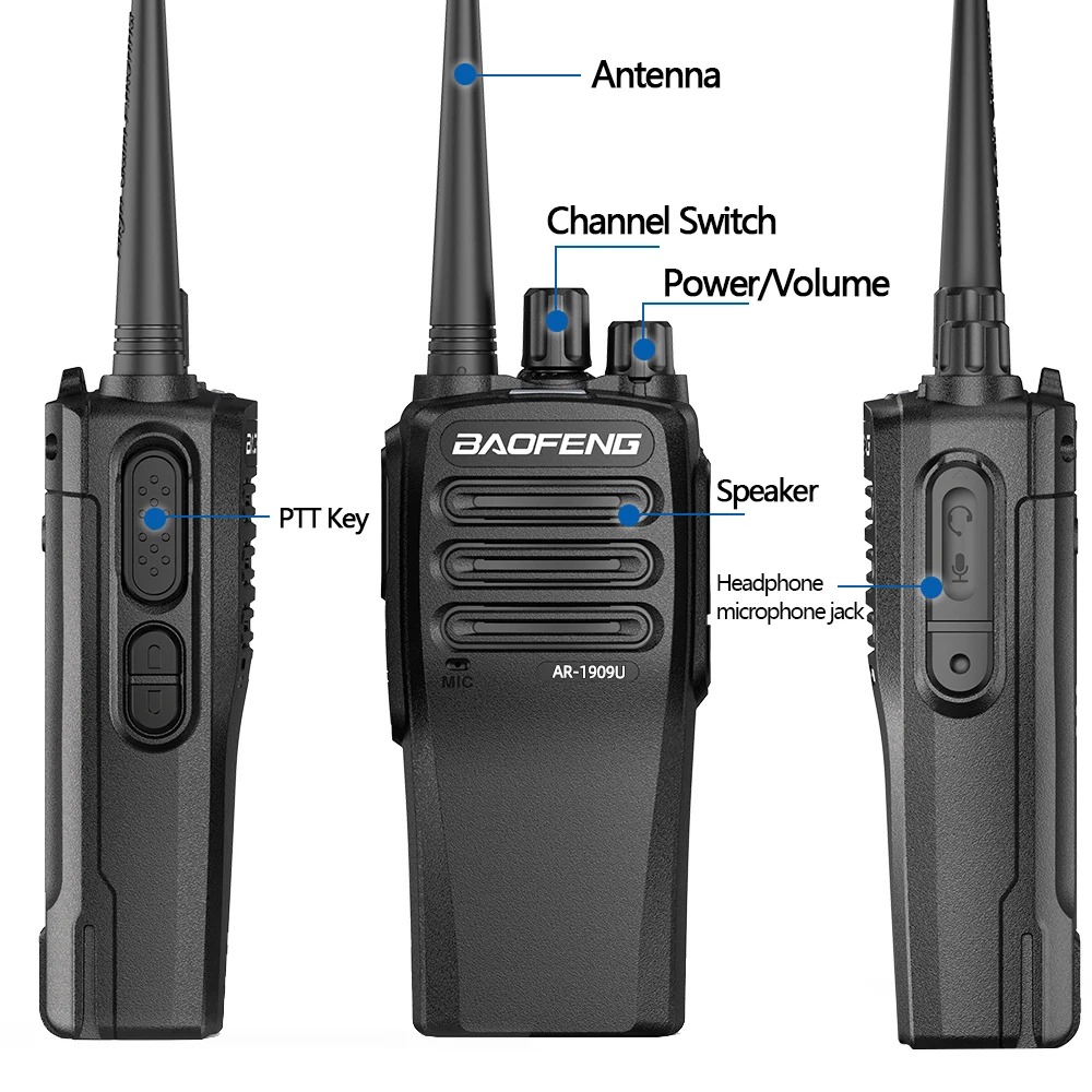 BaoFeng BF 1909 12W High Power Walkie Talkie Long Range Two Way Radio Type C Charging Transmitter Upgrade BF 888S UV 5R UV 82 2