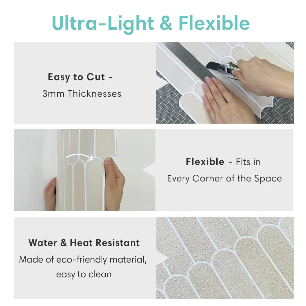 1/10pcs 3D Decorative Tile Stickers, 3D Fish Scale Textures, Matte 30cm x 30cm, Water and Mold Resistant, for Kitchen Bathroom W - Image 5