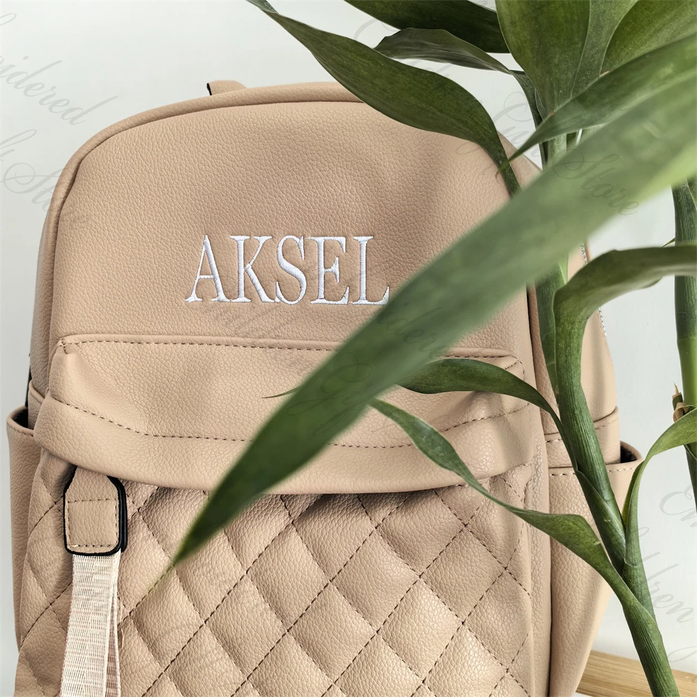 Women's Personalized PU Bag Unique Birthday Gift Backpack Custom Embroidery Name Fashion Girl's Outdoor Soft PU Shoulder Bags