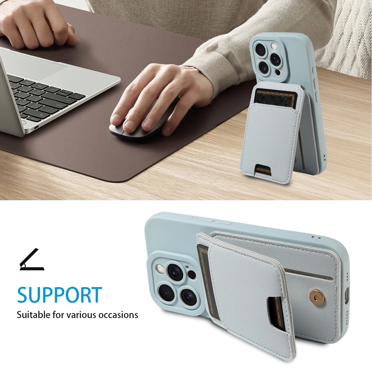 TPU-Leder-Brieftaschenhülle für Samsung Galaxy S22 S23 S24 S25 Ultra A13 A32, vollständige Kameraabdeckung, kratzfeste und stoßfeste Handyhülle – Detail 12
