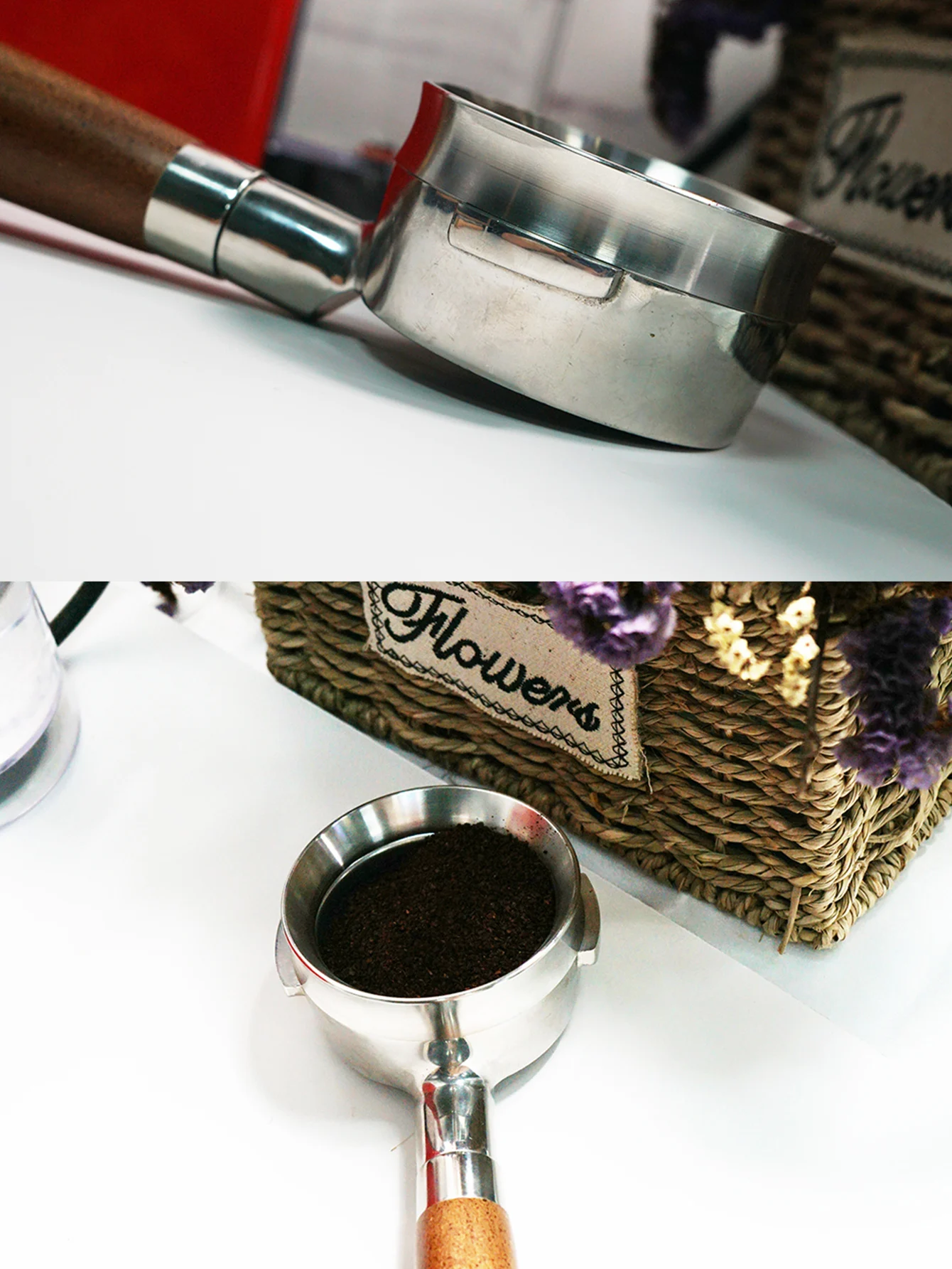 Description Picture 3 of item51/53/57.5/58/58.35mm Stainless Steel Intelligent Dosing Ring Brewing Bowl Coffee Powder For Espresso Barista Funnel Portafilter