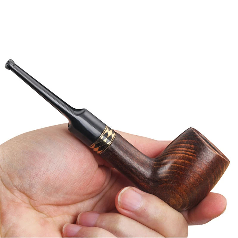 Beech Wood 9mm Filter Pipe For Cut Tobacco Bent Type Handle Handmade Smoking Pipe With Accessory Retro Gentleman Father's Gift