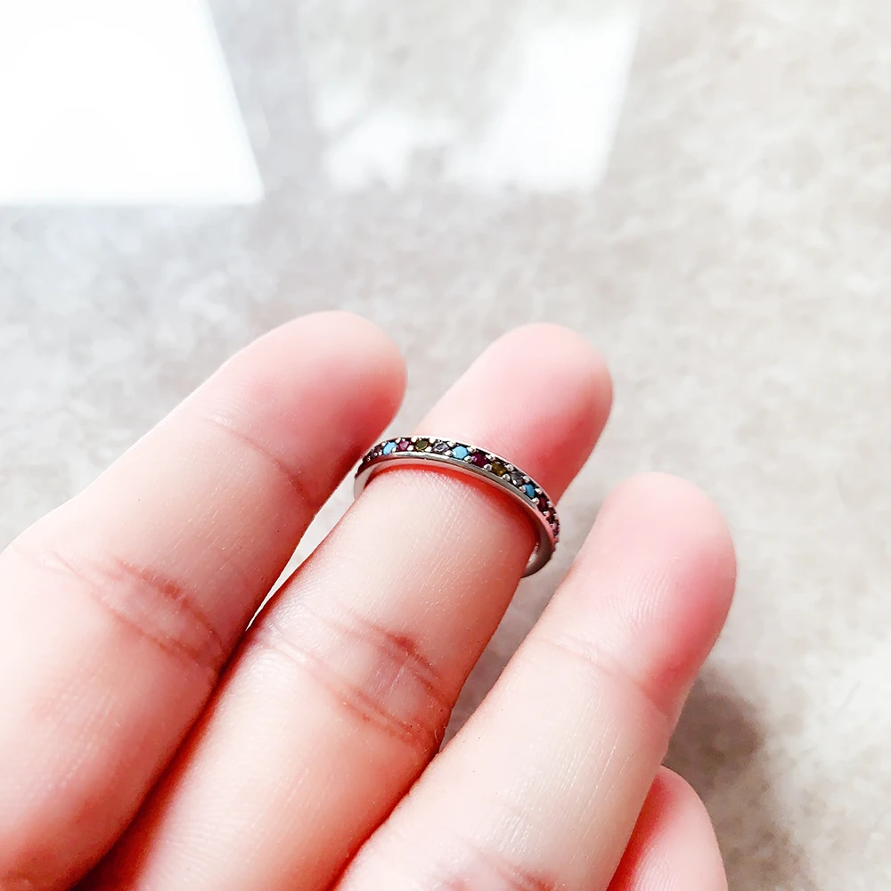 Bunter Steinring im europäischen Stil, böhmischer edler Schmuck für Frauen, brandneues Geschenk aus reinem 925er-Sterlingsilber, Eleganz und Weiblichkeit – Detail 8