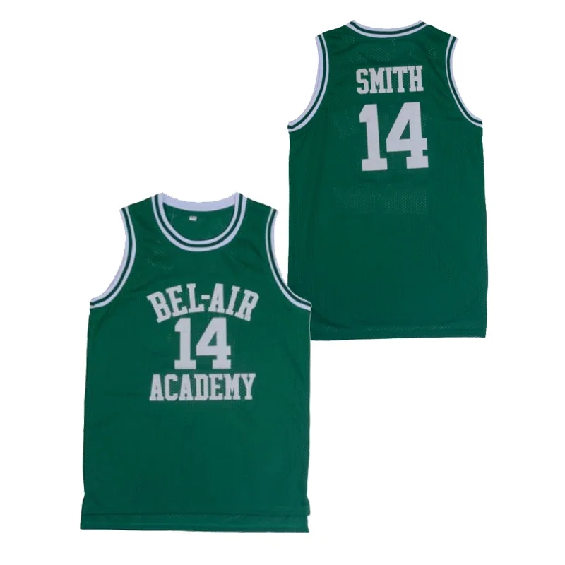 Movie Will Smith NO.14 Bel-Air Academy Basketball Jersey NO.25 Carlton Bank Black Yellow Green Mens T Shirt Vest College Jersey