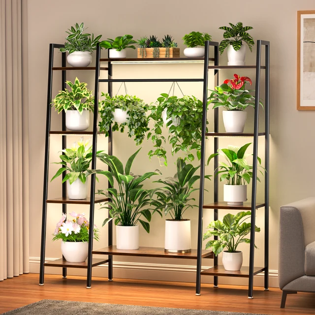Multi-functional Metal Plant Shelf with Grow Lights