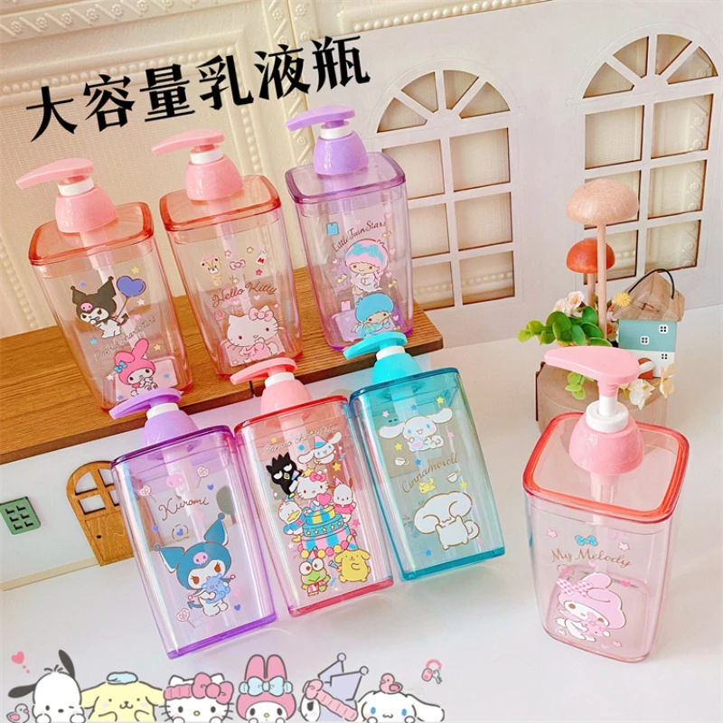 

Sanrio Kawaii Anime HelloKitty Kuromi Melody Lotion Bottle Cartoon Cute Press Plastic Empty Bottle Portable Travel Bottle Gift