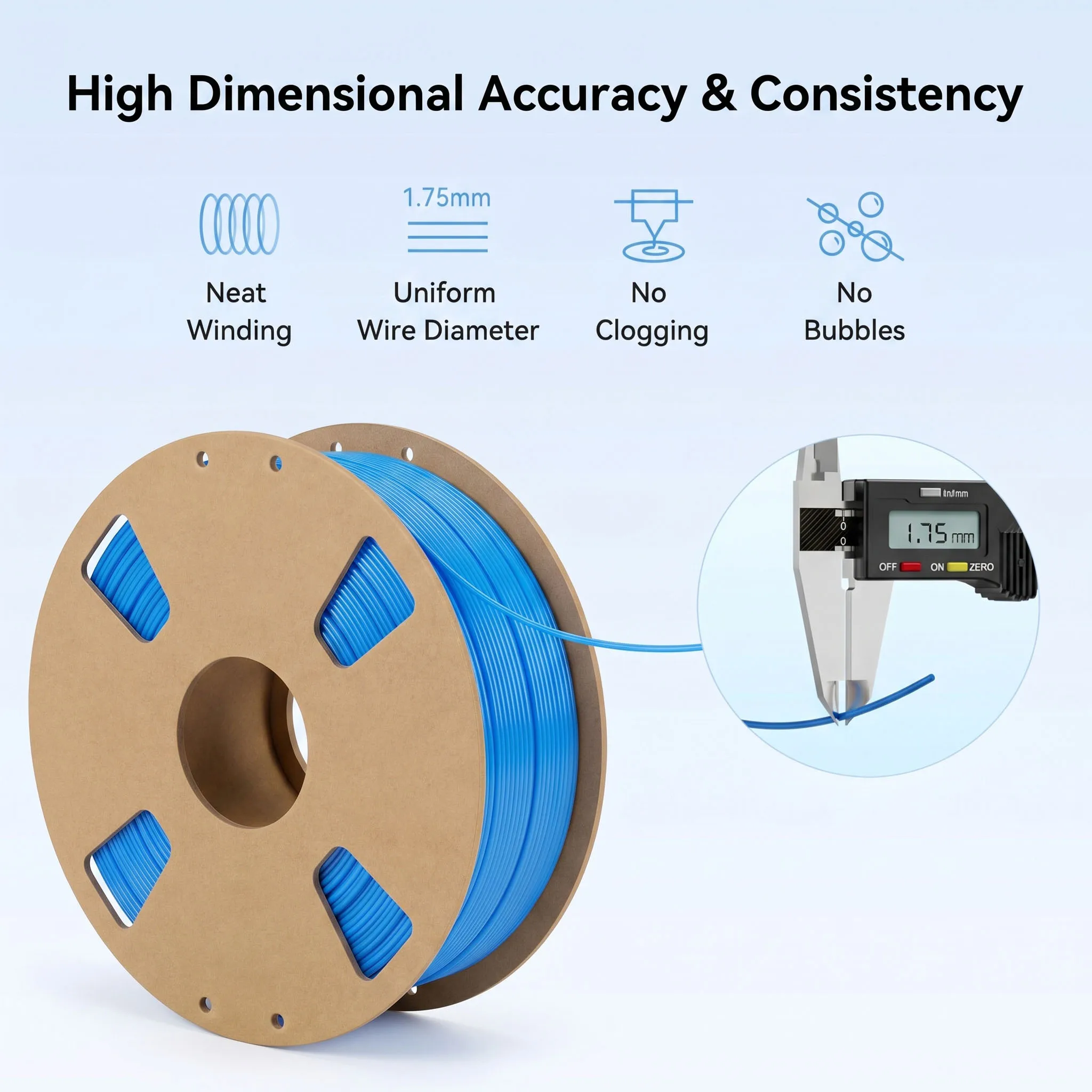 1.75mm PLA 필라멘트, +/- 0.02mm 정밀도, FDM 3D 프린터용 4팩 혼합 색상(검정, 흰색, 파랑, 빨강)
